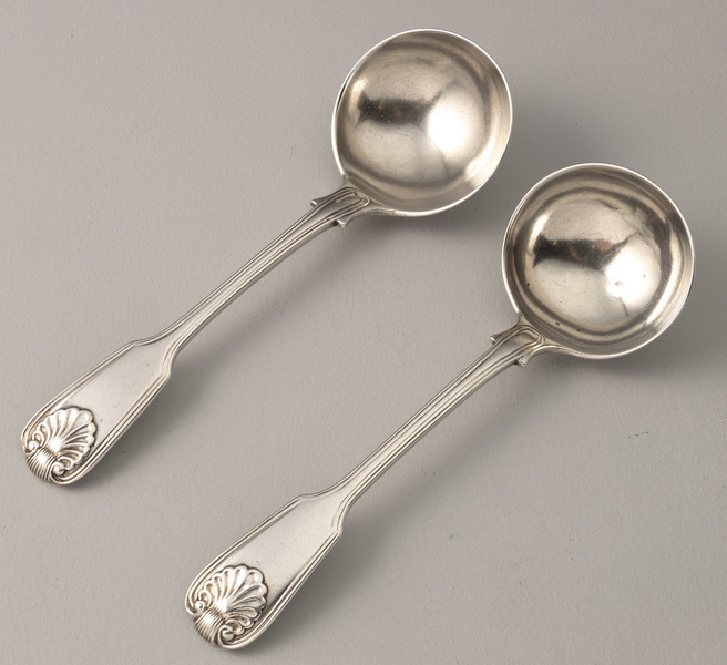 Leopard Antiques Indian Colonial Silver Sauce Ladles Pair Hamilton